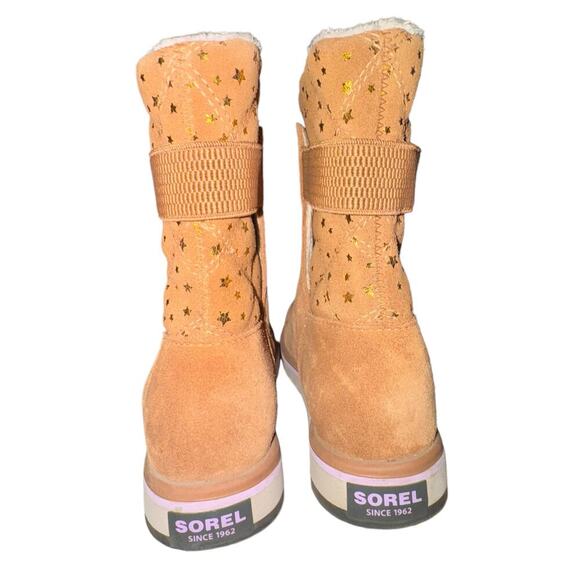 Sorel Rylee Boot Girls swede size 3 w'gold star accents and elastic ankle strap - Picture 5 of 8
